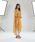 Mustard Yellow Printed Lawn 3 Piece Suit – Geometric & Floral Design (A141373732)