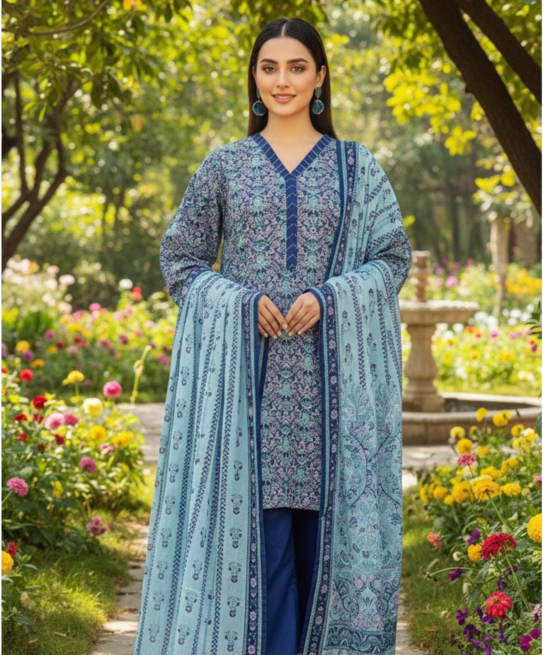 Orient Classic Lawn 3 Piece Unstitched Suit – Blue (OTL-25-503/U)