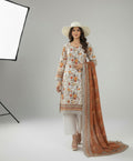 Hafiz Textile Maham Premium Printed Lawn 3 Piece Suit – Off White & Rust (D-04)