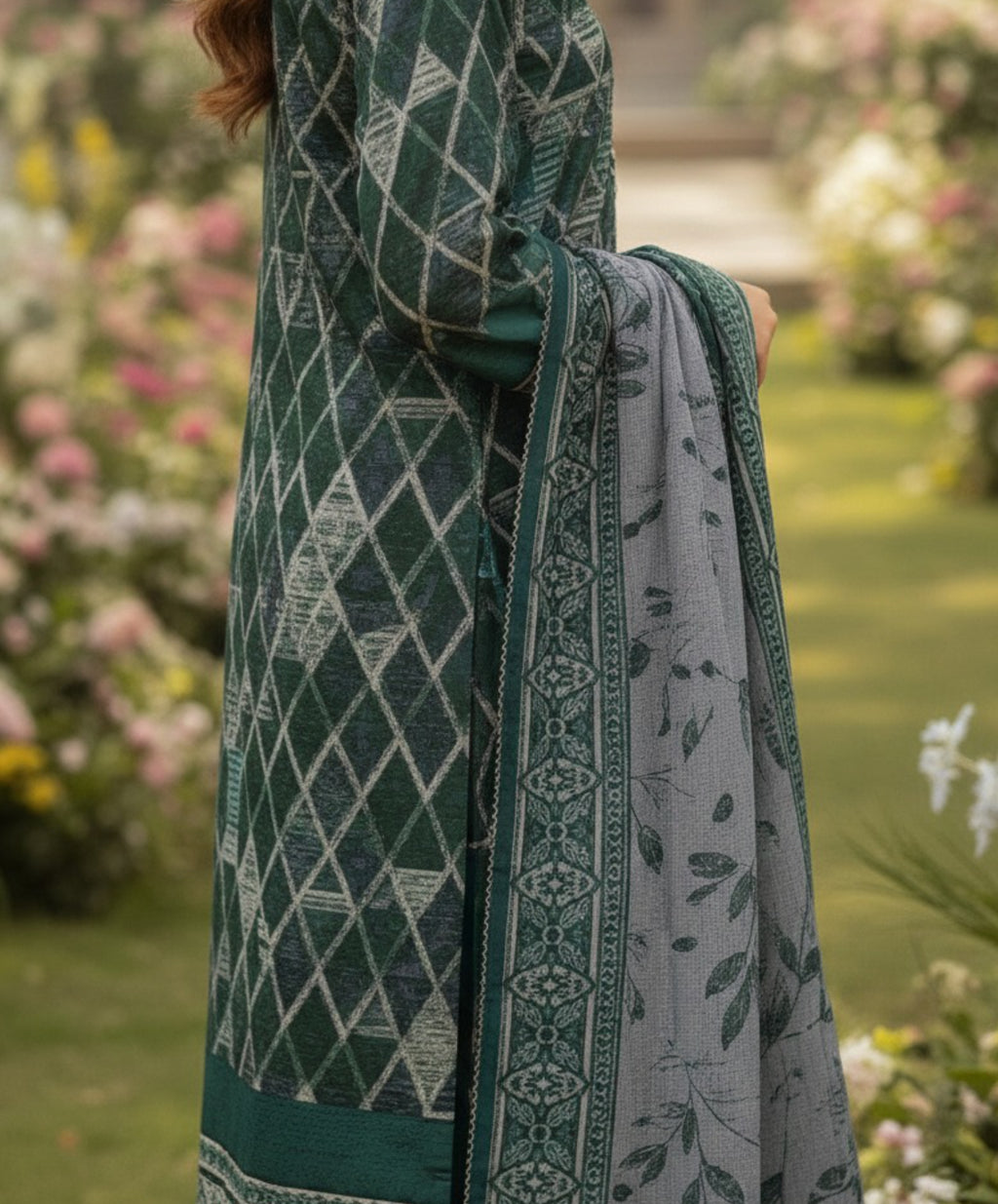 Hafiz Textile Maham Premium Printed Lawn 3 Piece Suit – Green