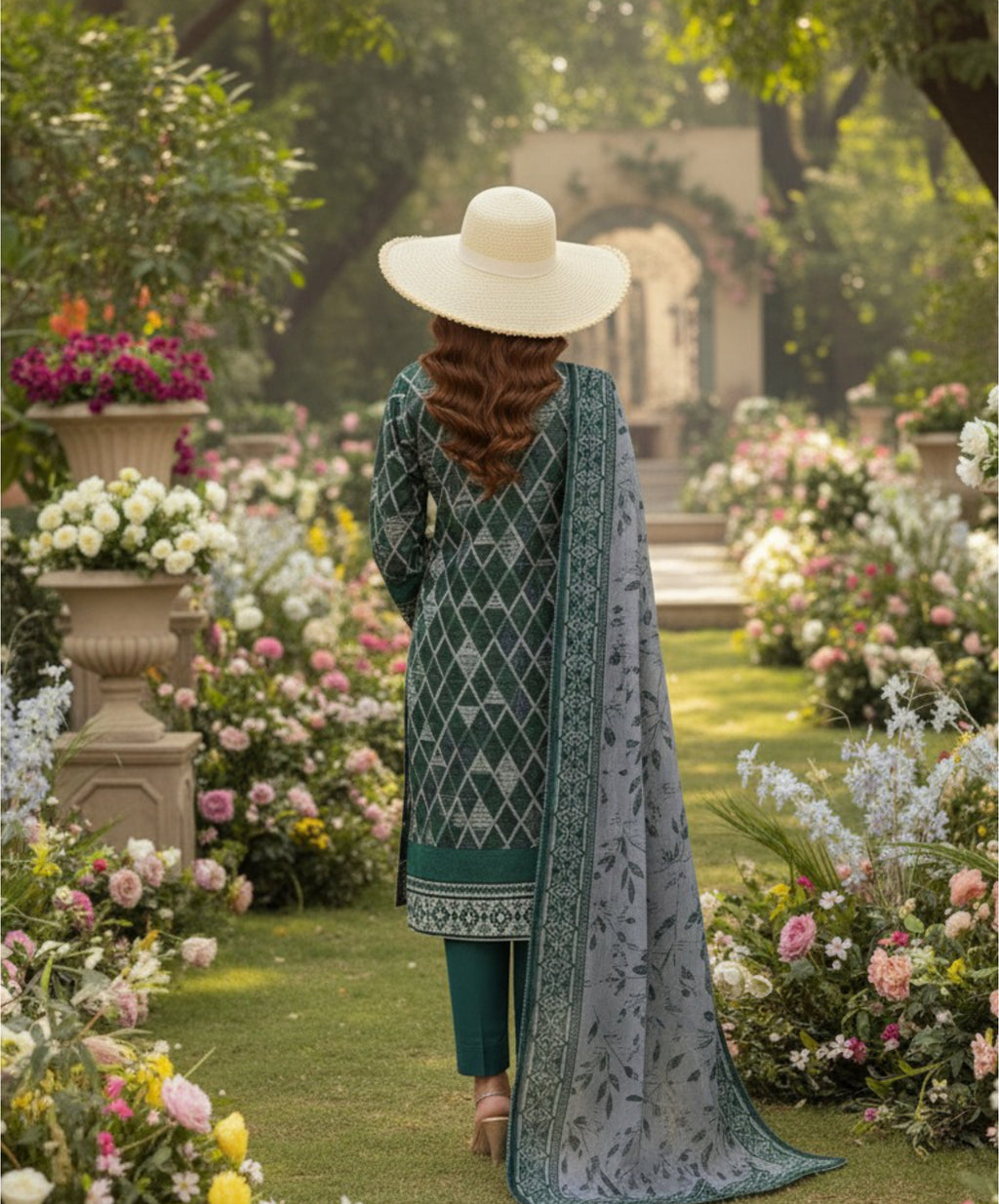 Hafiz Textile Maham Premium Printed Lawn 3 Piece Suit – Green