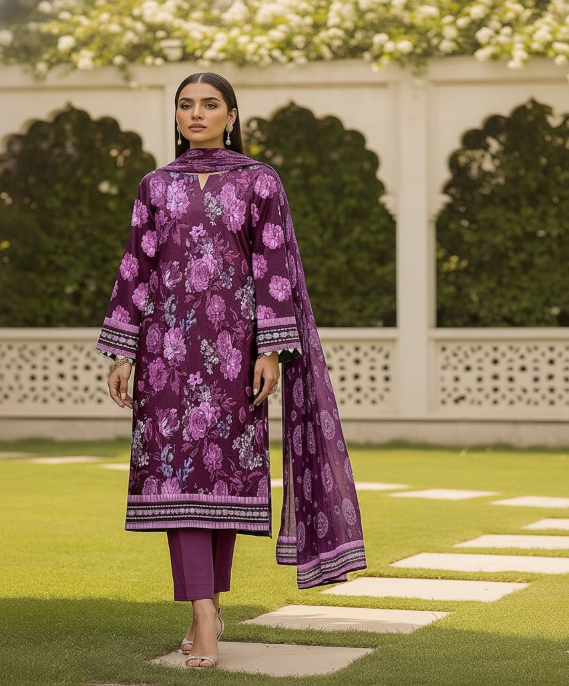 Jubilee Luxury Printed Summer Lawn 3pc D7